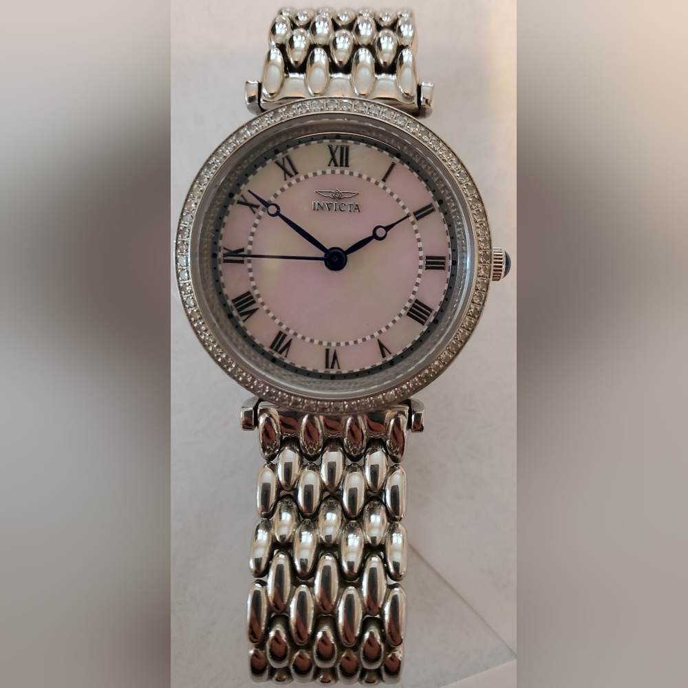 Invicta Stainless Steel 3364 Diamond & Mother of Pearl Watch
